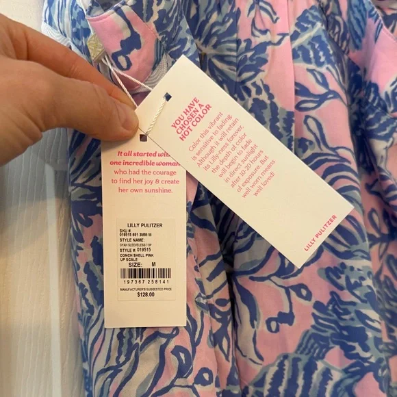 Lilly Pulitzer Pink and Blue Floral Ruffle Top - Picture 5 of 5